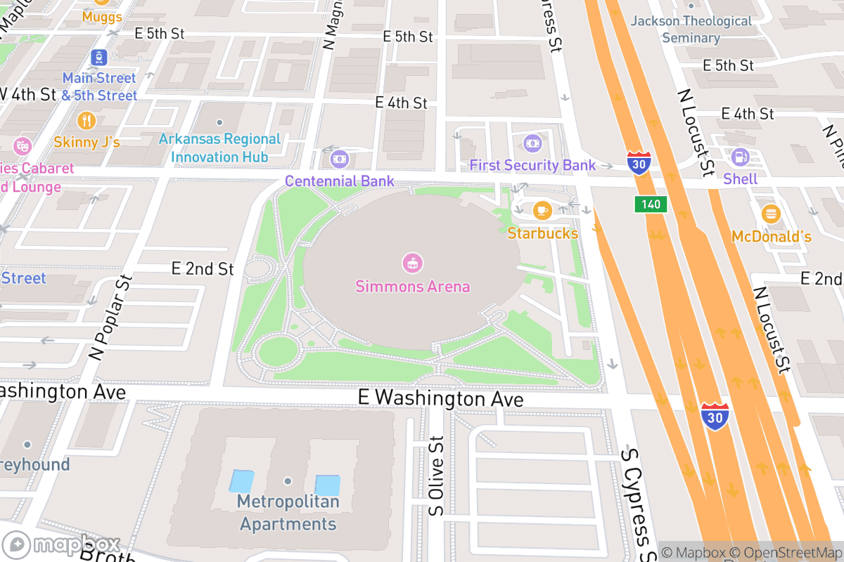 Map of Simmons Bank Arena