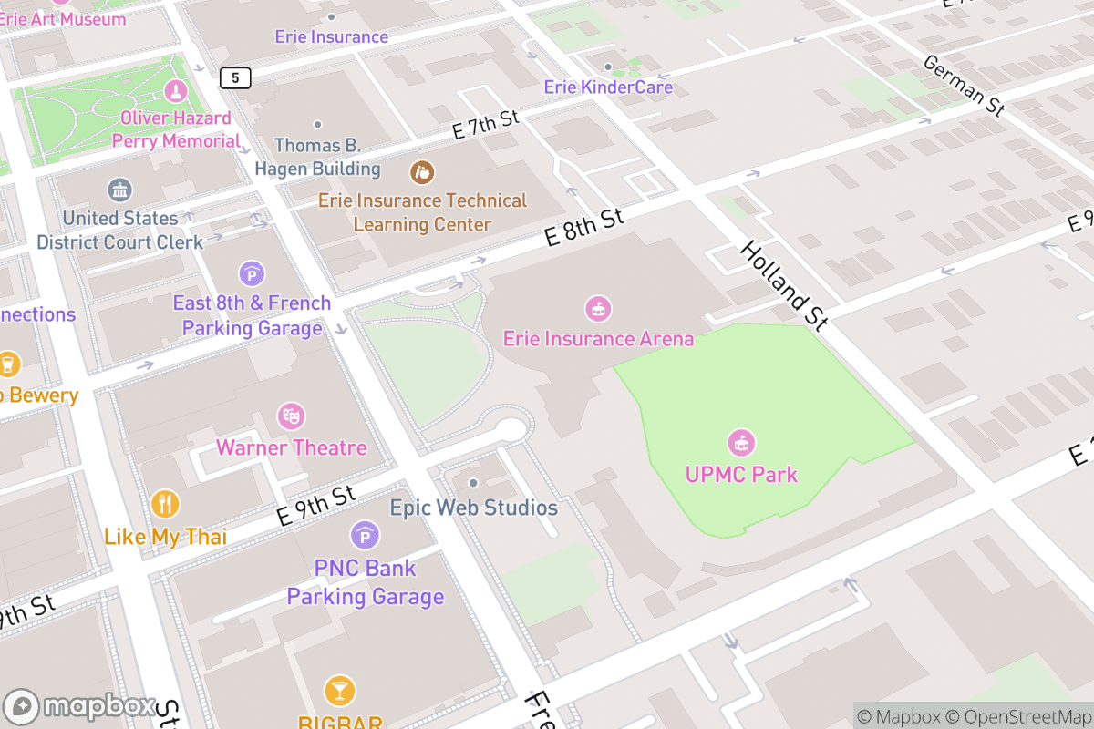 Map of Erie Insurance Arena