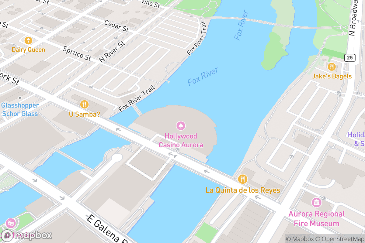 Map of Hollywood Casino Aurora