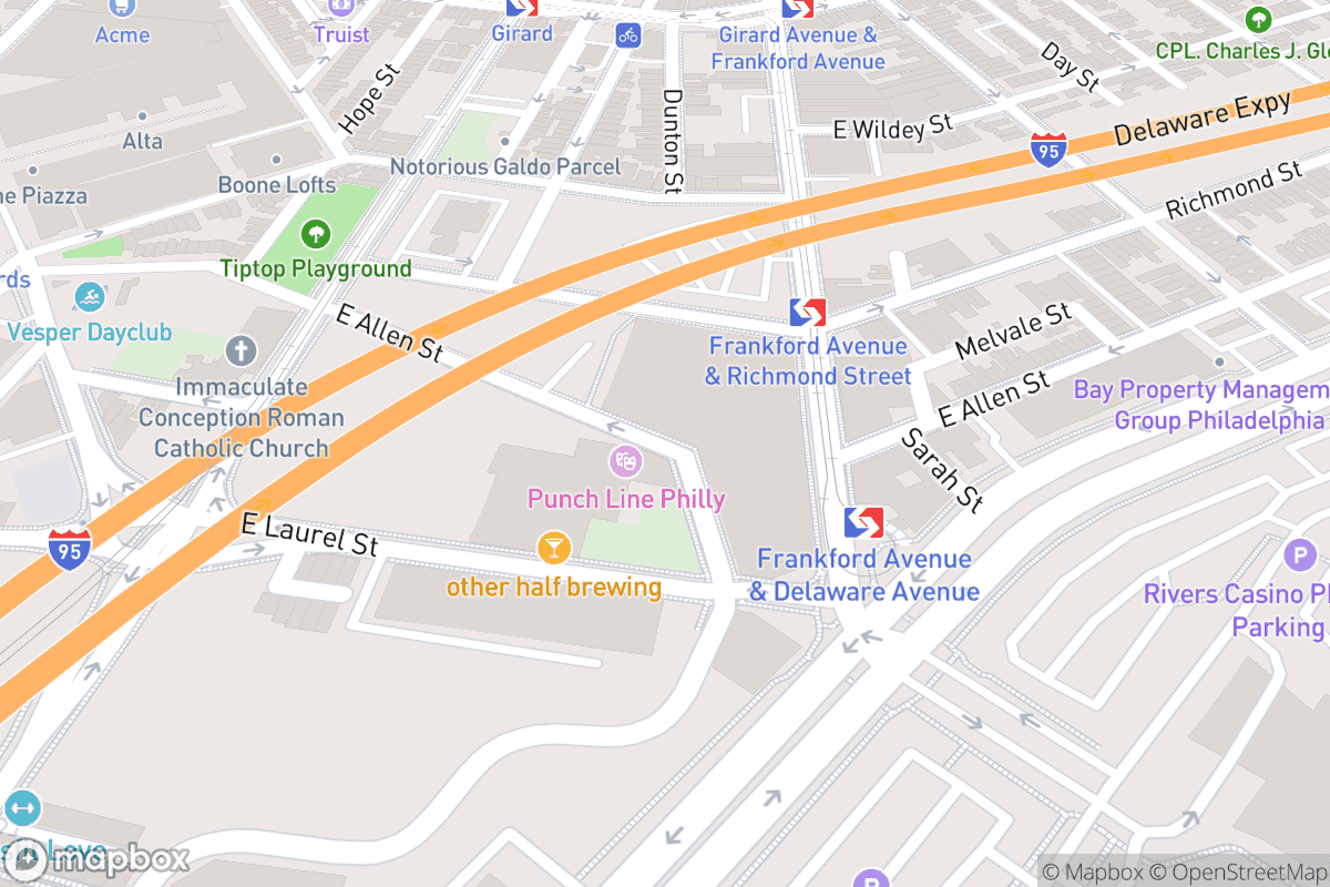 Map of Punch Line Philly Callback Bar