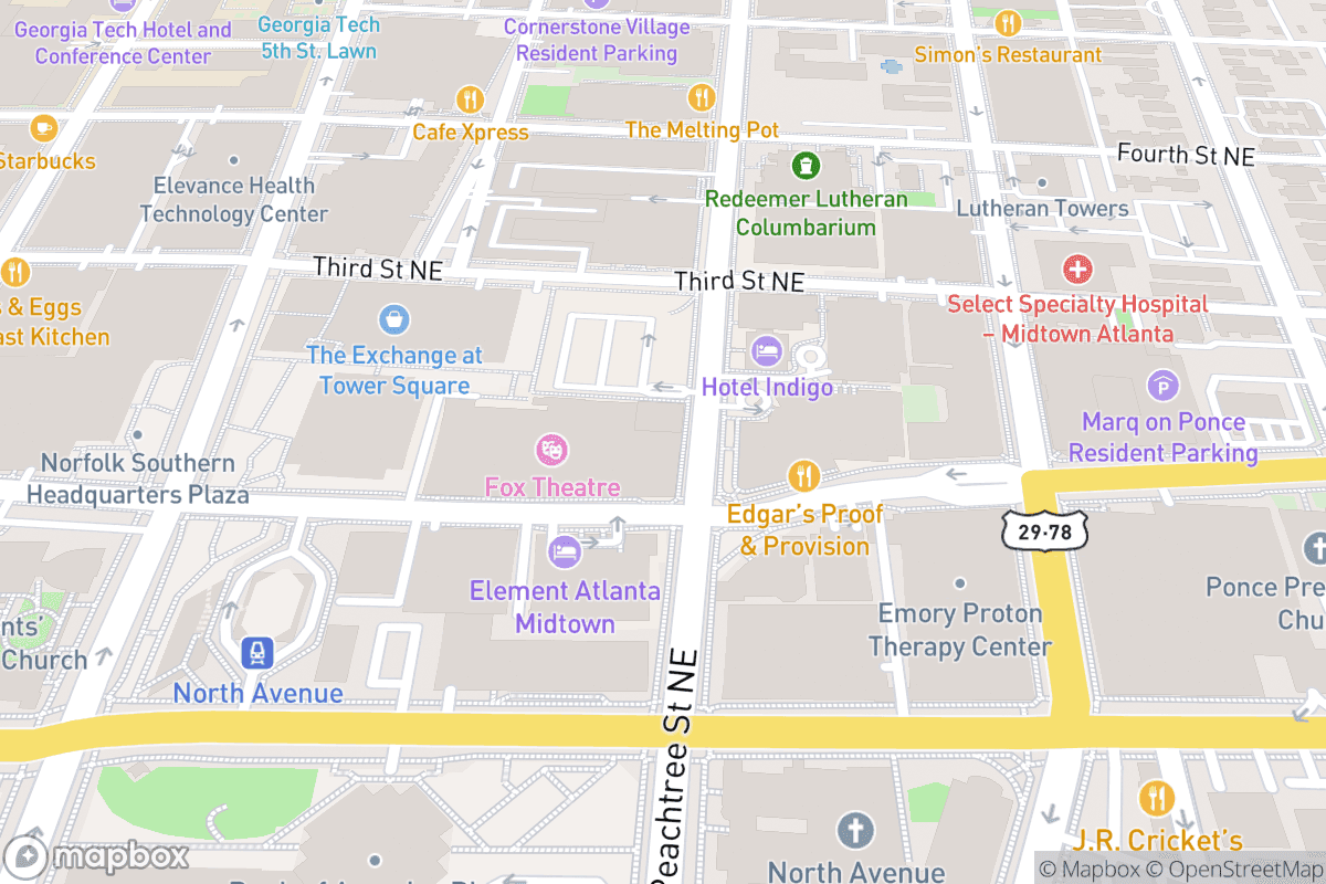 Map of Fox Theatre Atlanta