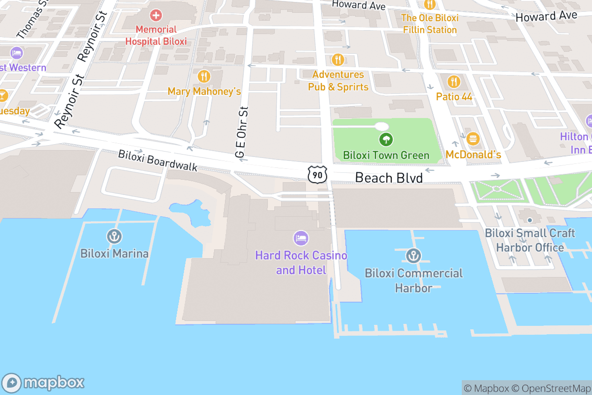 Map of Hard Rock Live Biloxi