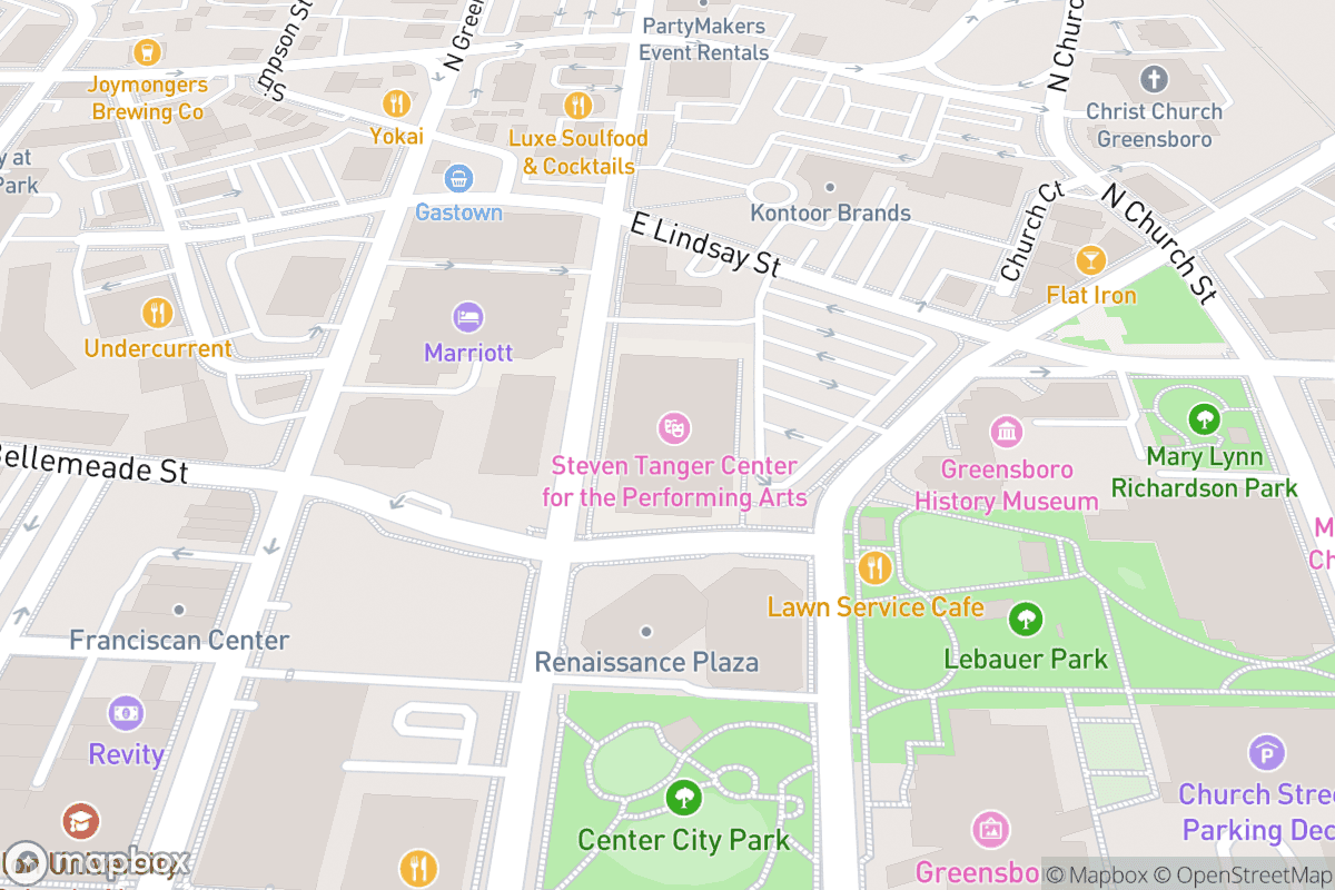 Map of Steven Tanger Center for the Performing Arts