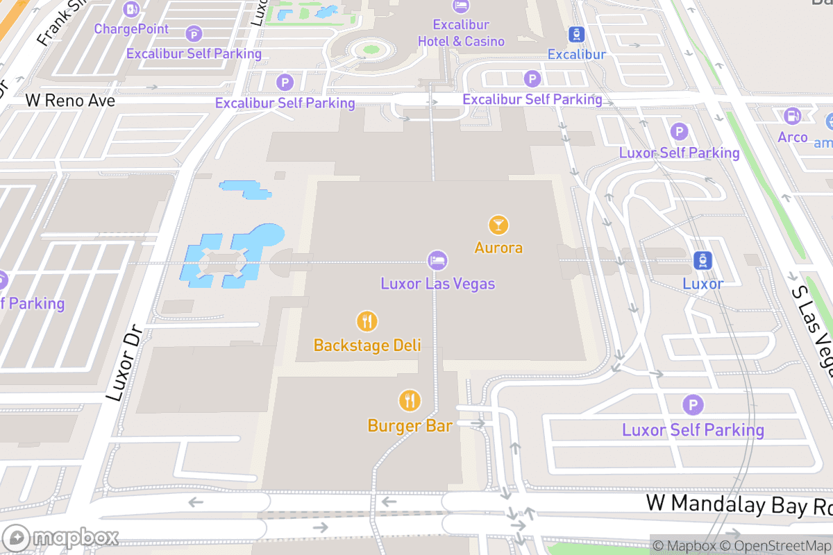 Map of Atrium Showroom at Luxor Hotel and Casino