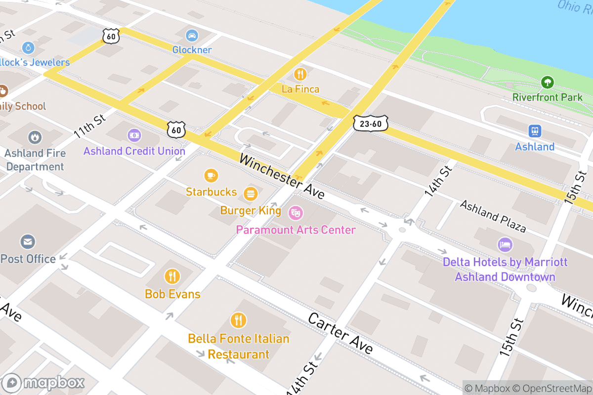 Map of Paramount Theater Ashland