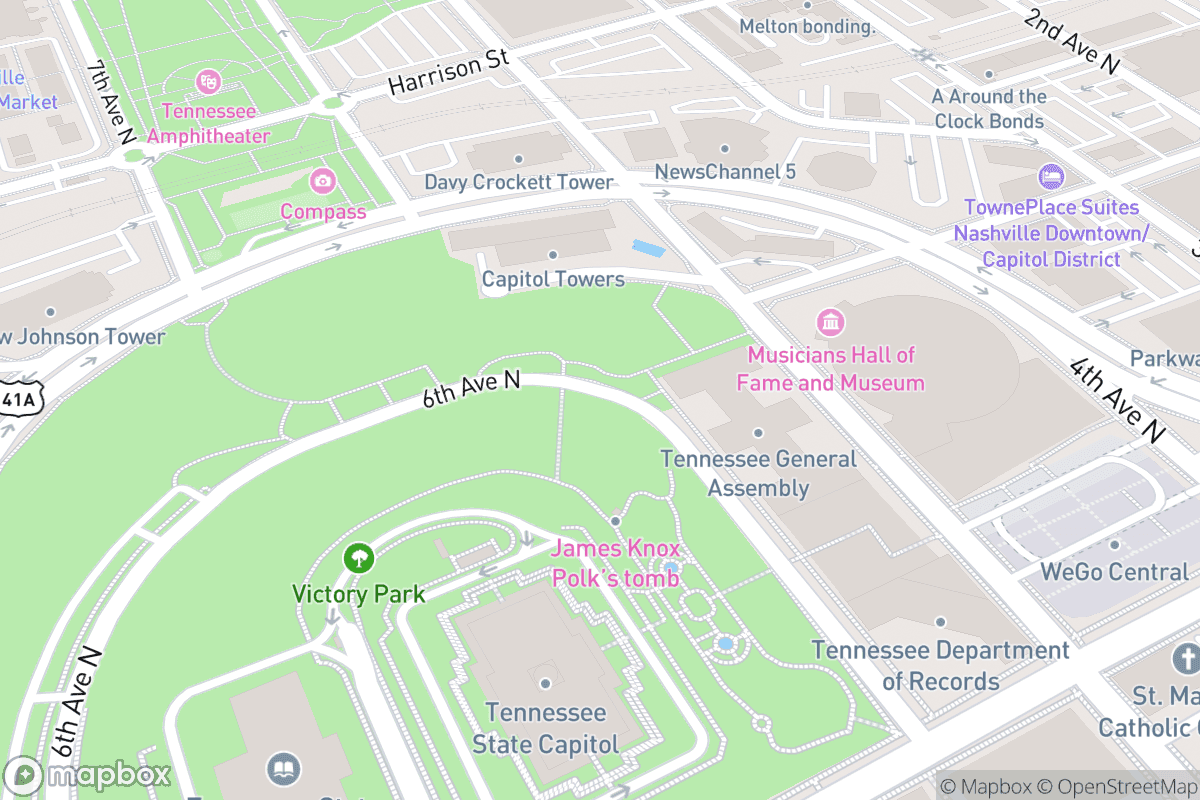 Map of James K. Polk Theatre