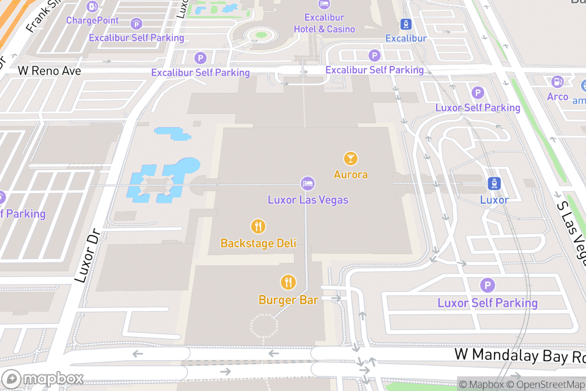 Map of Atrium Showroom at Luxor Hotel and Casino Las Vegas
