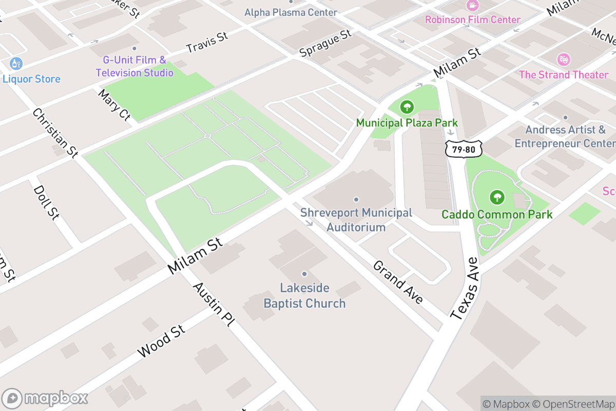 Map of Shreveport Municipal Memorial Auditorium