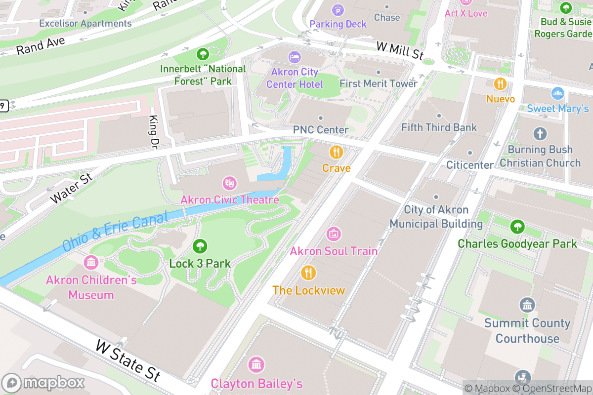Map of Akron Civic Theatre
