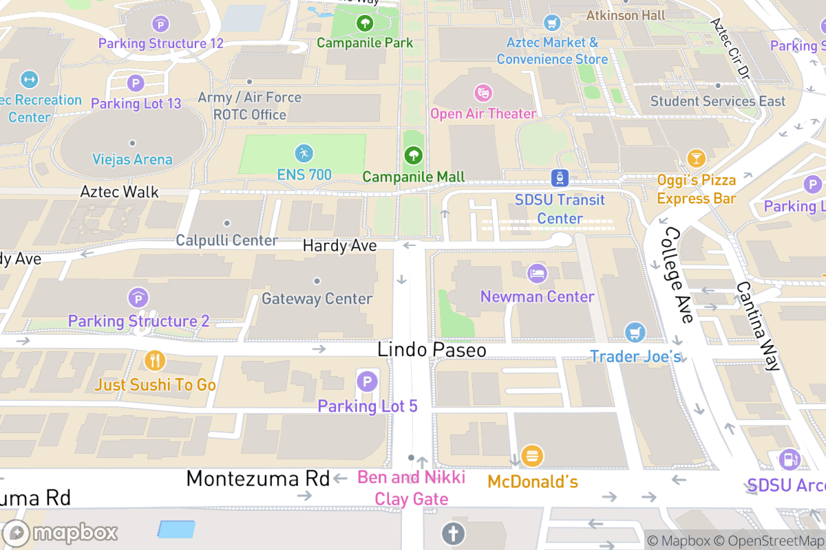 Map of Viejas Arena at Aztec Bowl San Diego State University