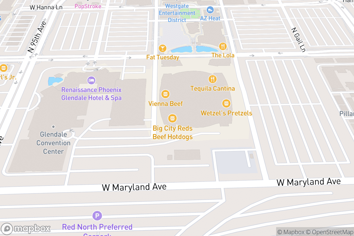 Map of Desert Diamond Arena