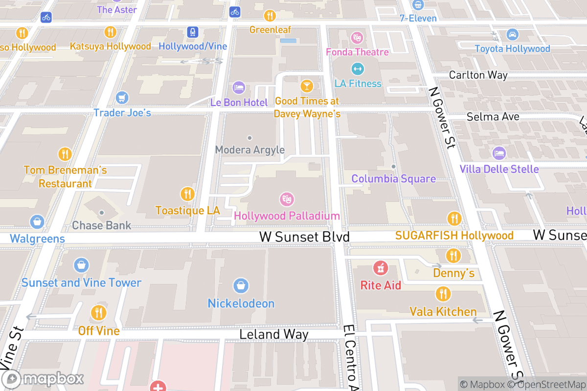 Map of Hollywood Palladium