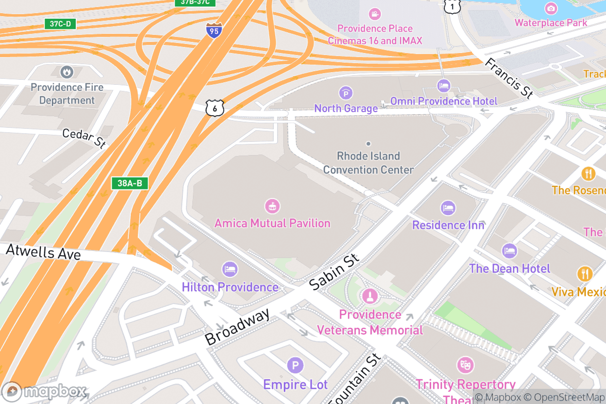 Map of Amica Mutual Pavilion