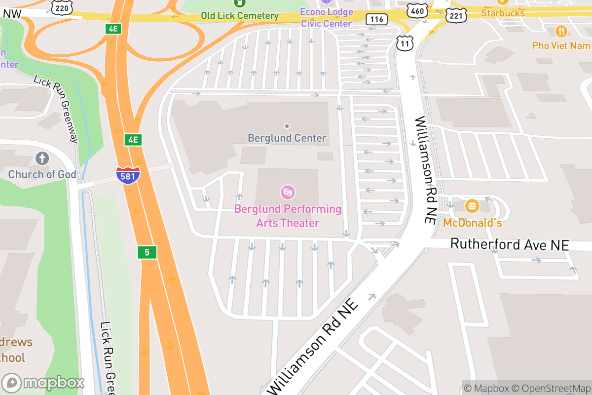 Map of Berglund Performing Arts Theatre