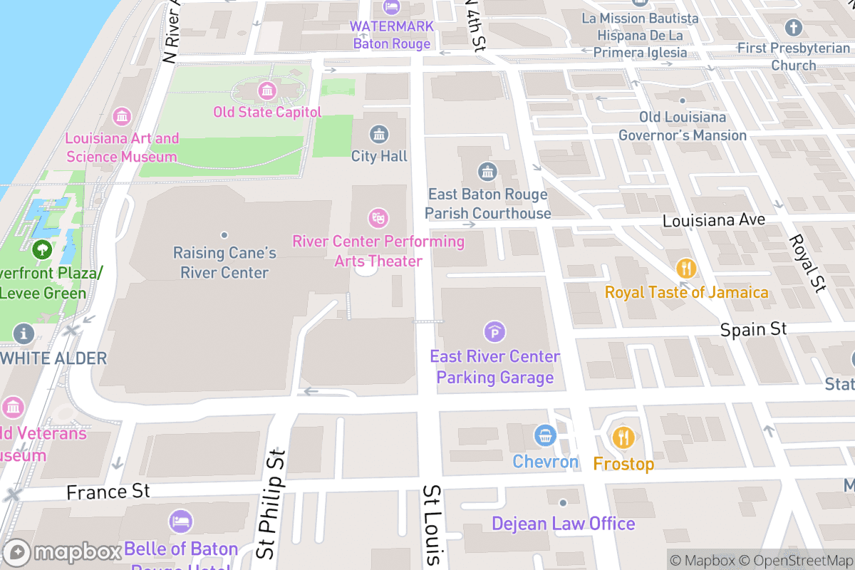 Map of Baton Rouge River Center Theater
