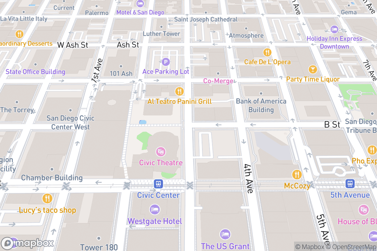 Map of San Diego Civic Theatre