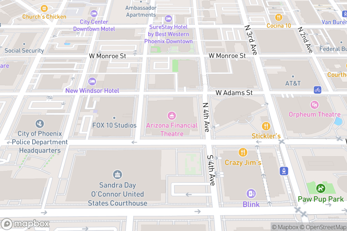 Map of Arizona Financial Theatre