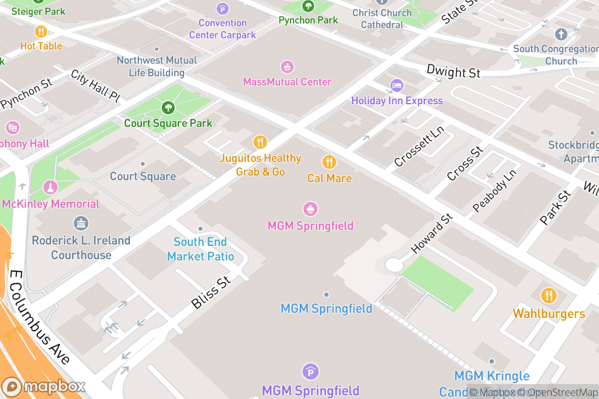 Map of The Armory at MGM Springfield