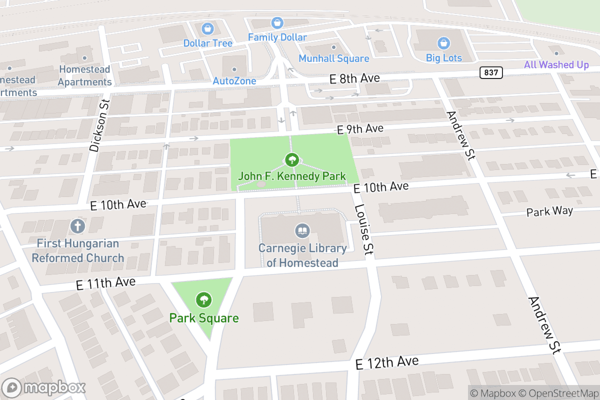 Map of Carnegie Library Music Hall of Homestead
