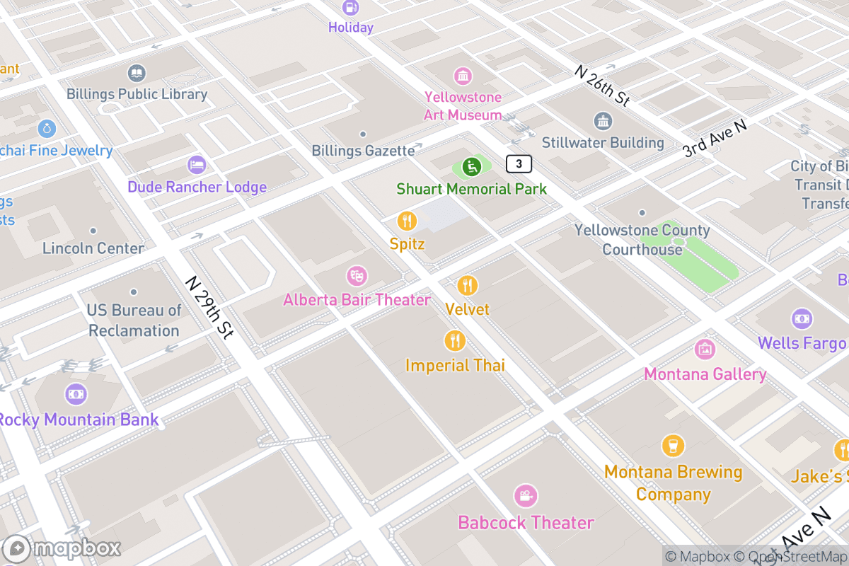 Map of Alberta Bair Theater for the Performing Arts