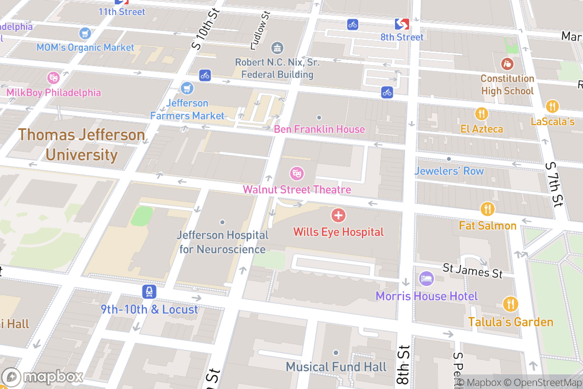 Map of Walnut Street Theatre